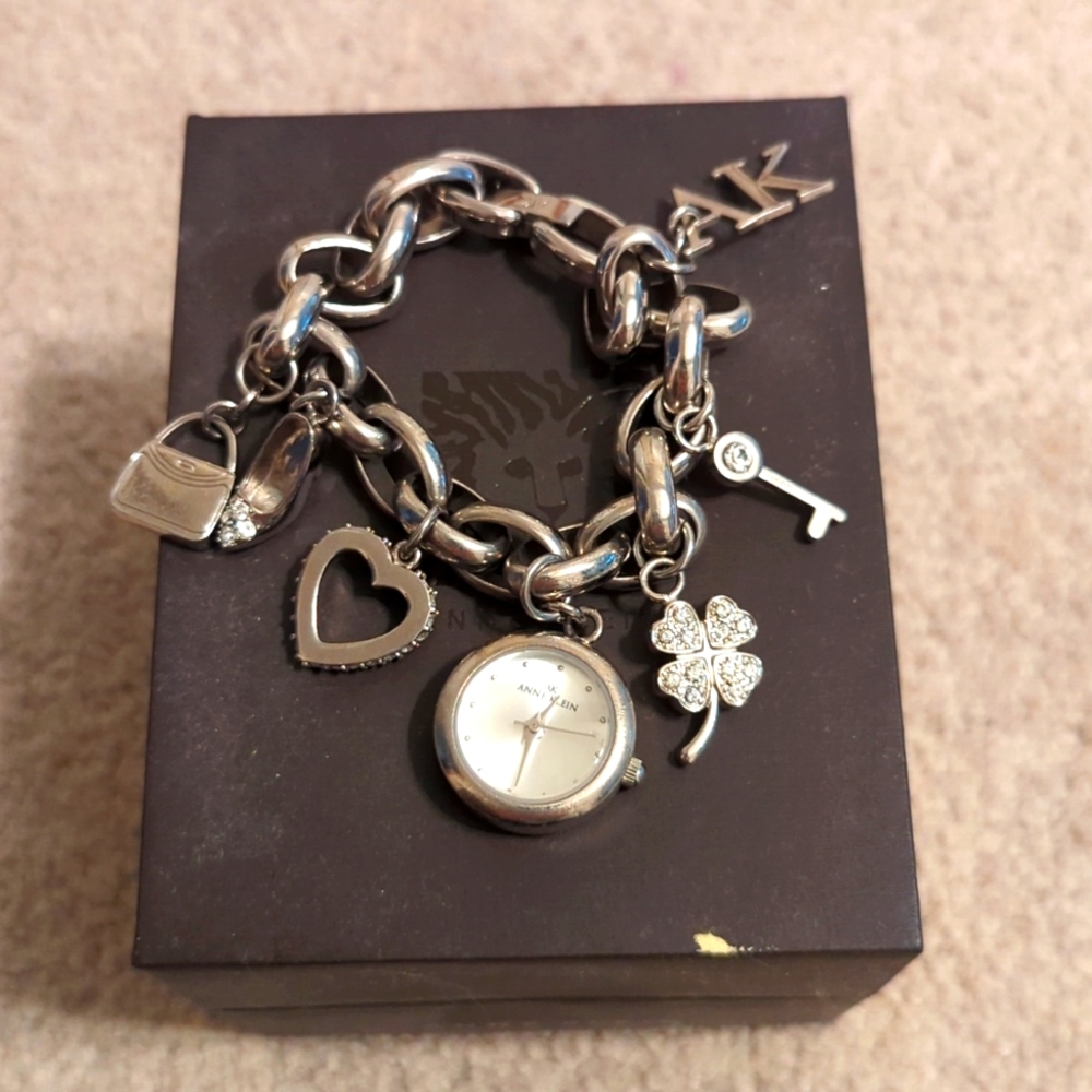 Anne Klein charm bracelet with watch